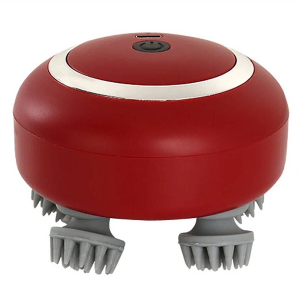 Red/Light Head Massager With Adjustable Speed For Scalp Massage For Hair Care Soft Silicone For Kneading Of The Head