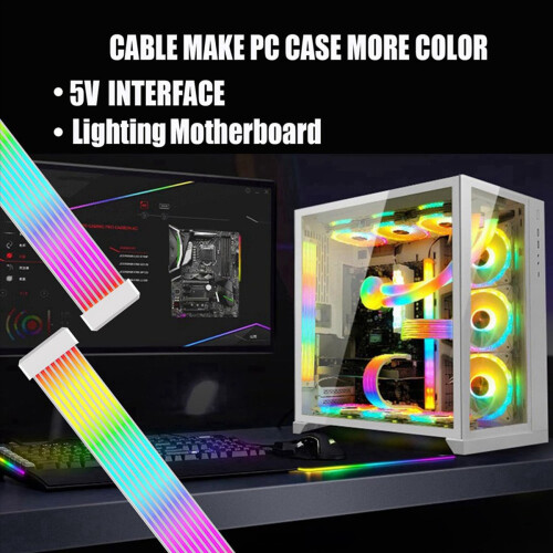 ARGB Power Extension Cable 3Pin RGB LED Light Strip Bar for PC Case 2