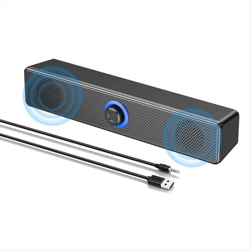 Bluetooth Computer Speakers with Knob Volume Control 3.5mm Aux Input
