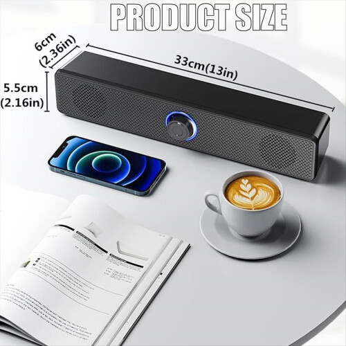 Bluetooth Computer Speakers with Knob Volume Control 3.5mm Aux Input 2