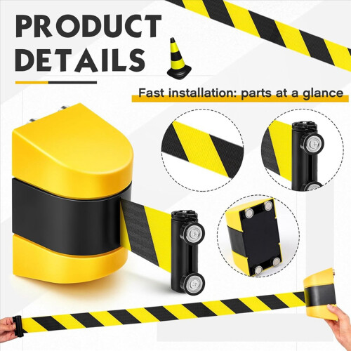 16.4 Ft Magnetic Retractable Wall Barrier Retractable Safety Belt 2