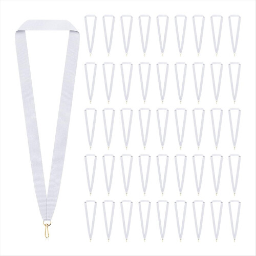100 Pcs Neck Ribbon with Snap Clips Medal Solid Award Lanyards B