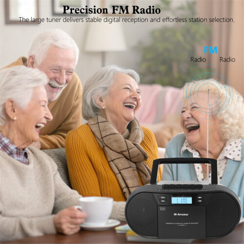 Portable CD CD Cassette Player Bluetooth FM Radio EU Plug 2