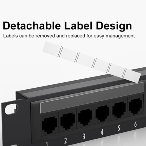 24 Ports CAT6 UTP RJ45 Patch Panel 19In 1U Cable Frame Faceplate Rack 2
