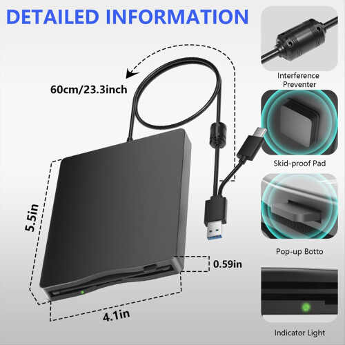 3.5 Inch External Floppy Disk Drive with USB Type-C 2
