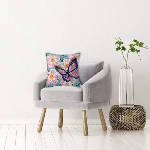 Latch Hook Kit DIY Pillow Cover Making Craft with Butterfly Pattern 1