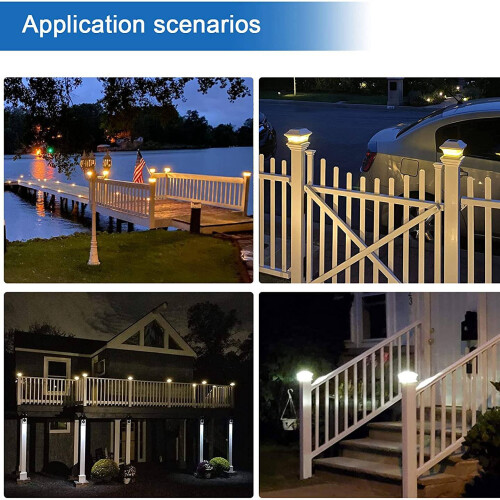 Solar Post Cap Lights for Wooden Posts Garden Decoration White 2