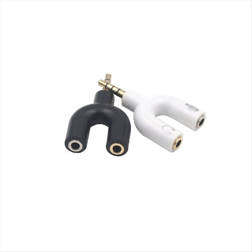 10pcs 3.5mm Headphone Jack Audio Splitter U Type Adapter Black 1