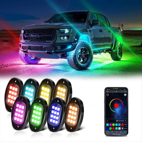 RGB Rock Lights, Multicolor Underglow Lights Kit,8 Pods 2