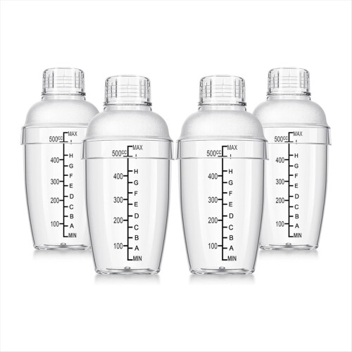 4 Pcs Plastic Cocktail Shaker Hand Drink Mixer Shaker