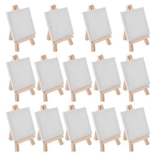 14Pcs Mini Canvas and Easel Brush Set, Canvas Inch 1