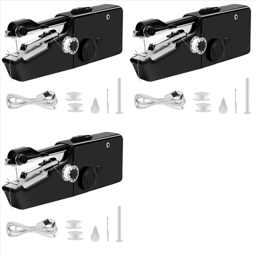 USB Electric Handheld Sewing Machine Kit, for Denim Curtain Leather