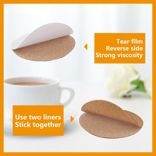 60 PCS self Adhesive Cork Round Coaster Backing with self Adhesive 1