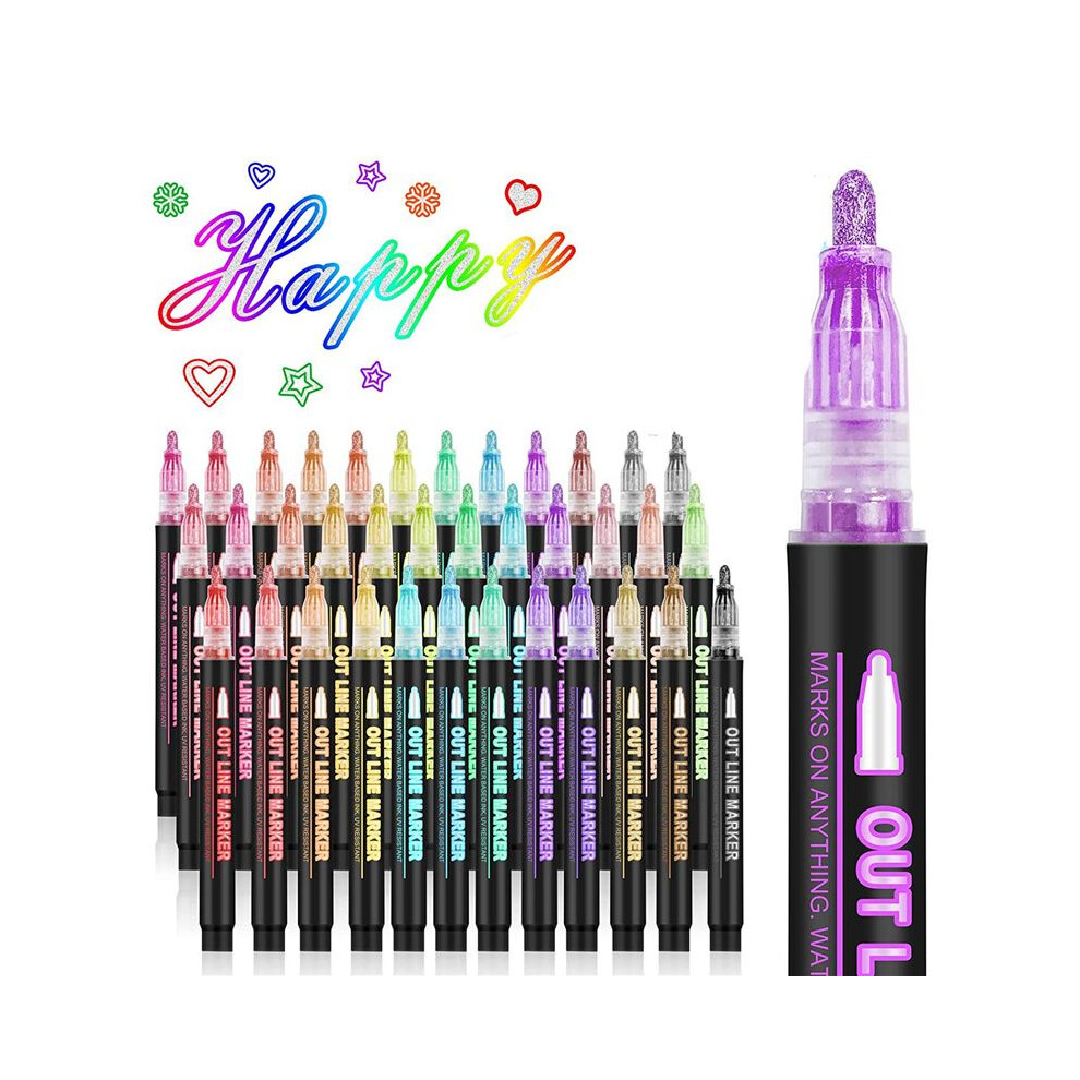 36 Colors Super Squiggles Shimmer Outline Marker Pen Set 4851834964701