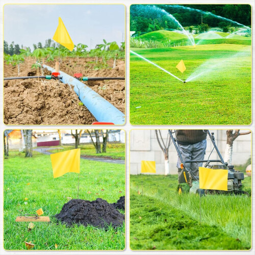 Marking Flags Marker Flags for Lawn 30 Pack, PVC Small Flags, Yellow 2