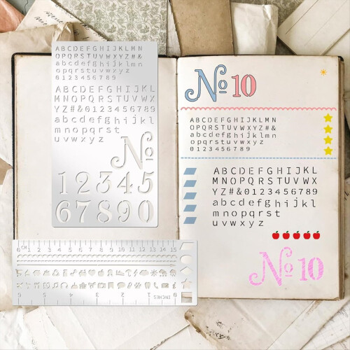 4 Pcs Metal Planner Stencil Journal Engraving Small Letter Stencils 2