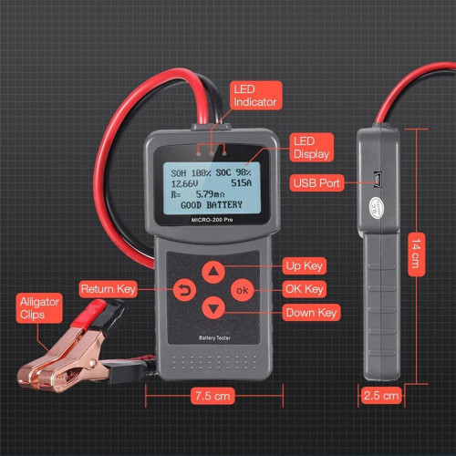 Micro-200 Pro Car Motorcycle Battery Tester for Mainland Version 1