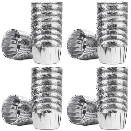 50Pcs Aluminum Foil Cupcake Cups Disposable Baking Cups-Silver
