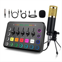 48v Live Sound Card F11 Streaming Set 5-Channel Mixer Sound Card