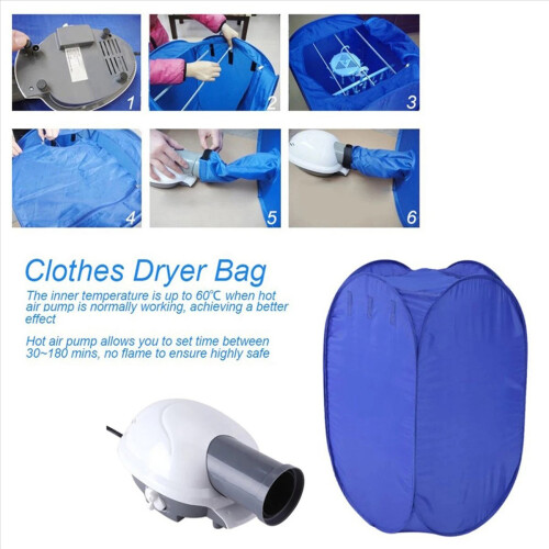 Electric Clothes Dryer Folding Travel with Accessories-EU Plug 2
