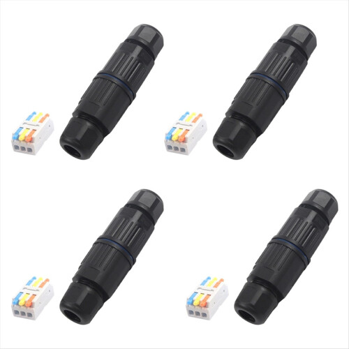 4 Sets Outdoor 3 Way Electrical Cable Connector