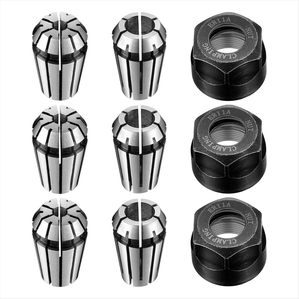 9 Pcs Er11 Spring Collet Nut Set Er11 1/8Inch Collet + 1/4Inch Collet 4852609129004