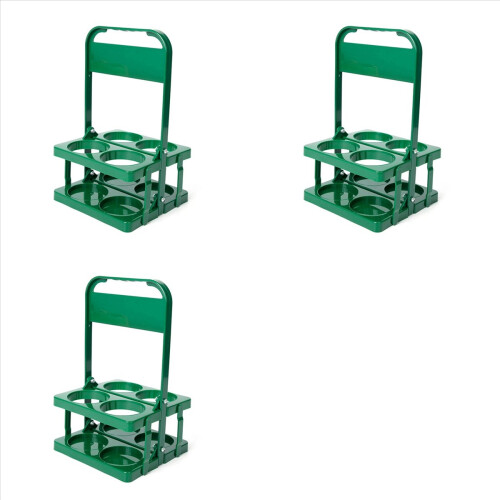 4 Holes Foldable Plastic Beverage Carrier, with Handle Green