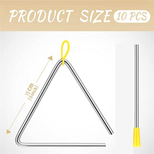 10 Piece Musical Steel Triangle Percussion Instrument 1