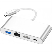USB C Ethernet Multiport Adapter, 4-in-1 USB C Hub 100Mbps Ethernet,