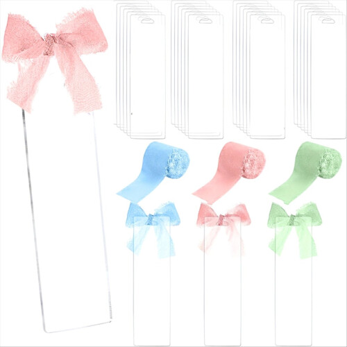 123PCS Blank Transparent Acrylic Bookmark Kit with Ribbon