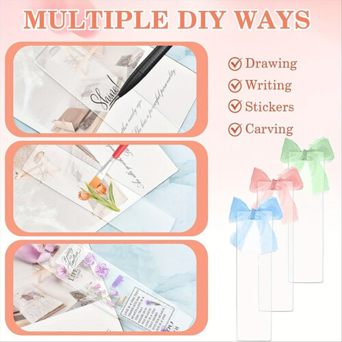 123PCS Blank Transparent Acrylic Bookmark Kit with Ribbon 2