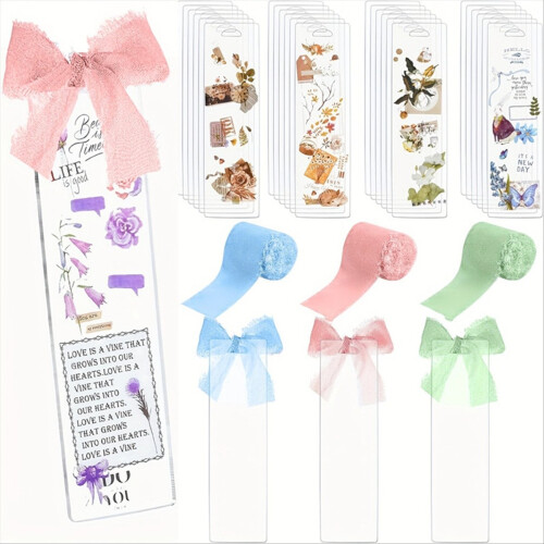 123PCS Blank Transparent Acrylic Bookmark Kit with Ribbon 1