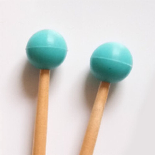 2Pcs Soft Rubber Head Sticks Wood Handle Bell Mallets Green 2