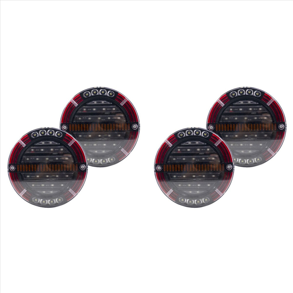 2Pcs Round Led Trailer Tail With Brake Drl Turn Signal Light 4852609177067