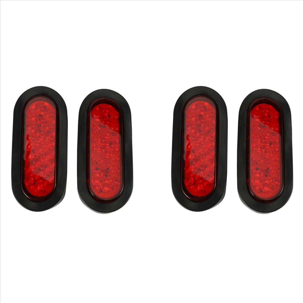 2Pcs 6 Inch Oval 22 Led Taillight Transparent For Truck Trailer Red 4852609176909