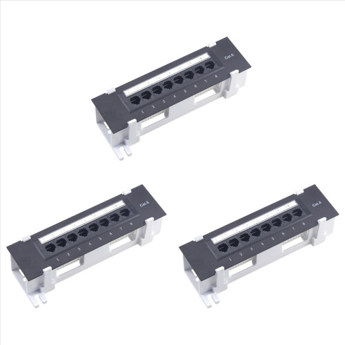 8Port Patch Panel for Cat. 6 Versatile Data Center Plastic Wall Mount