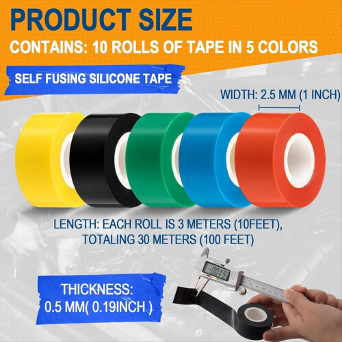 10 Rolls Self Fusing Silicone Tape 1