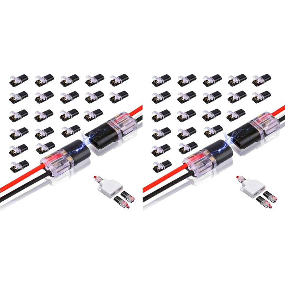20Pcs Double-Wire Plug-In Connector, 2 Pin 2 Way Led Wire Connectors 4852814299226