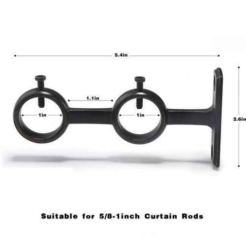 Adjustable Double Curtain Rod Brackets for Diameter Below 1.1 Inch 2
