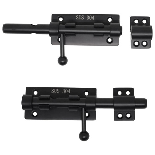 Heavy Duty Slide Bolt Gate Latch with A Padlock (Black, 6 Inch) 2