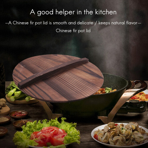 Kitchen Multi-Functional Wooden Pot Cover Handle Pan Lid 26cm 2