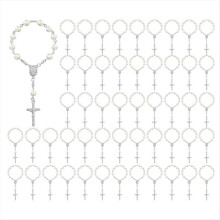 50PCS Mini Rosaries Baptism Acrylic Rosary Beads Faux