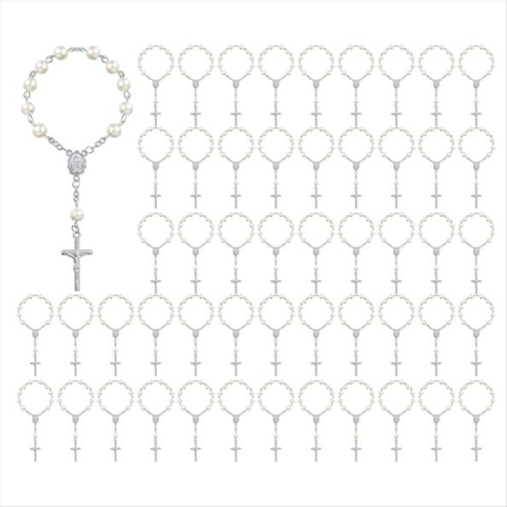 50PCS Mini Rosaries Baptism Acrylic Rosary Beads Faux