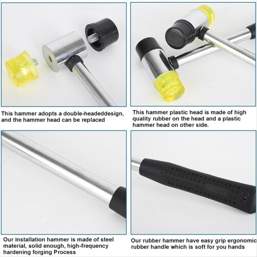 Rubber Hammer, 2Pcs 25mm/35mm Double-Faced Soft Hammer Mallet
Rubber Hammer 2