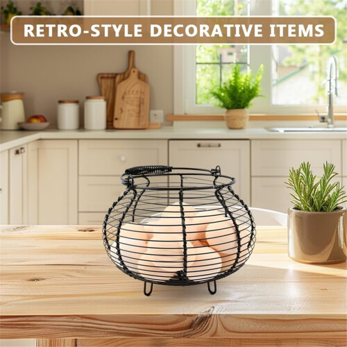 Chicken Wire Egg Basket Kitchen Decor Black 2