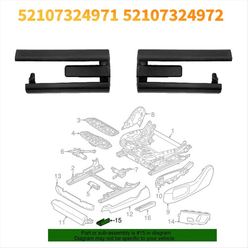 1Pair Front Seat Rail Trim 52107324971 52107324972 1