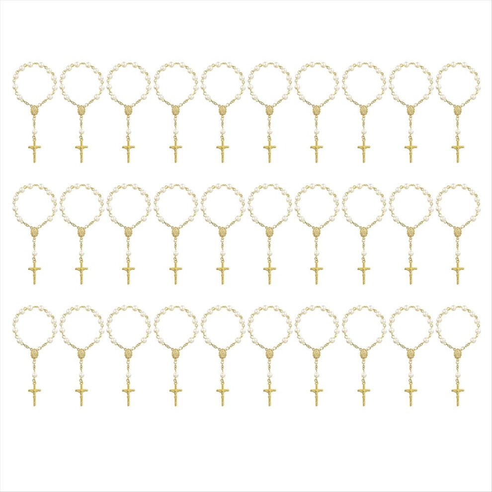 30PCS Mini Rosaries Baptism Acrylic Rosary Beads Faux