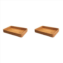 Hand-Woven Storage Basket Rattan Storage Tray Wicker Baskets-A