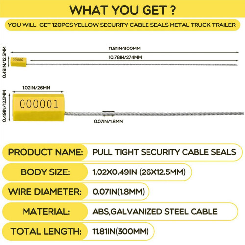 120 Steel Cable Seals Metal Security Seal,Yellow 2