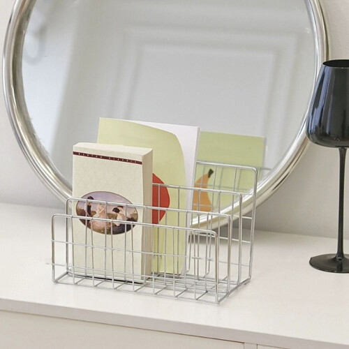 1Pcs Three-Tier Iron Hollow Magazine Bookshelf Storage Holder 1